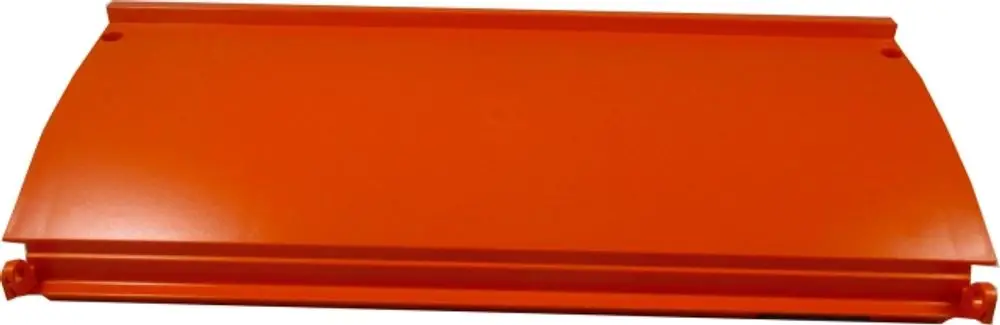 Orangefarbene Regelungsrückwand aus Metall für Kesselregelungen, geeignet für Anwendungen mit Produkten der Marke Wolf.
